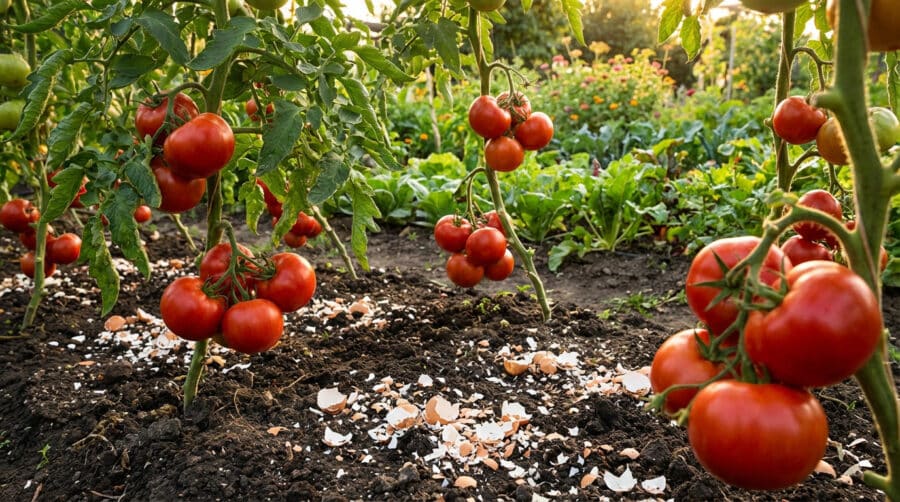 abundant tomato harvest with natural soil amendment