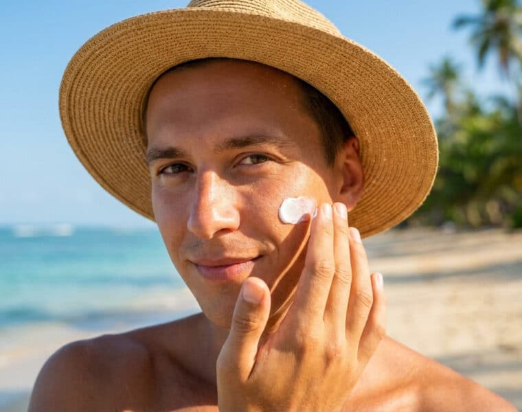 Illustration des dangers des rayons UV sur la peau, mettant en évidence les effets des UVA et UVB.