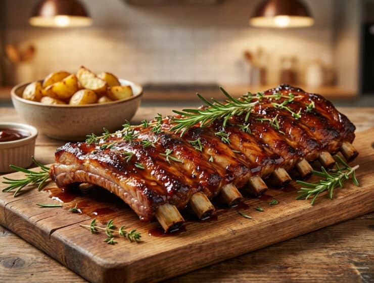 caramelized pork ribs with rosemary and thyme