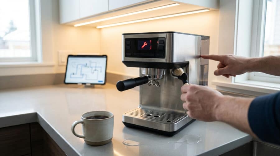 diy coffee machine repair leak and error troubleshooting
