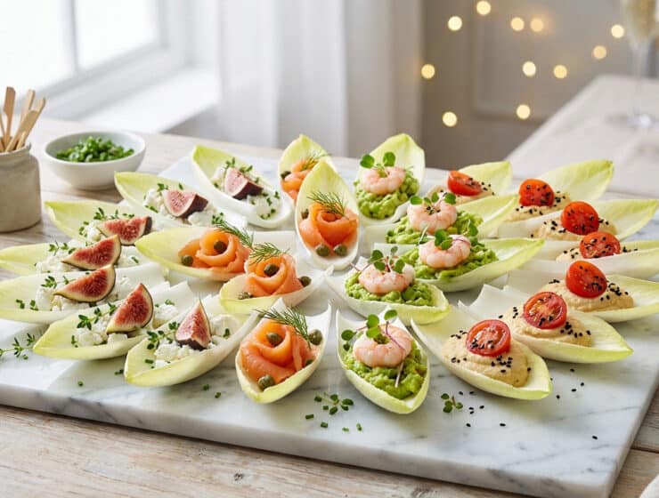 elegant endive appetizer spread with gourmet toppings
