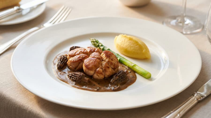 exquisite veal sweetbreads with creamy morel sauce