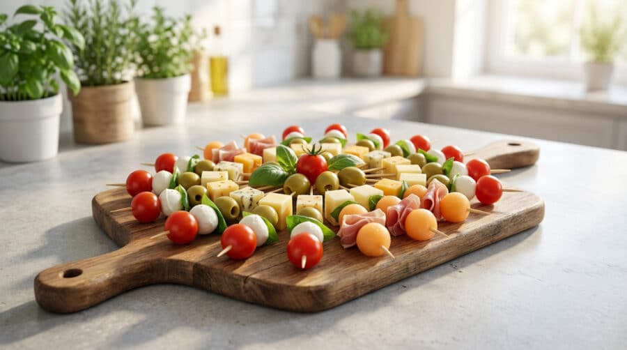 fresh and delicious gourmet appetizer skewers
