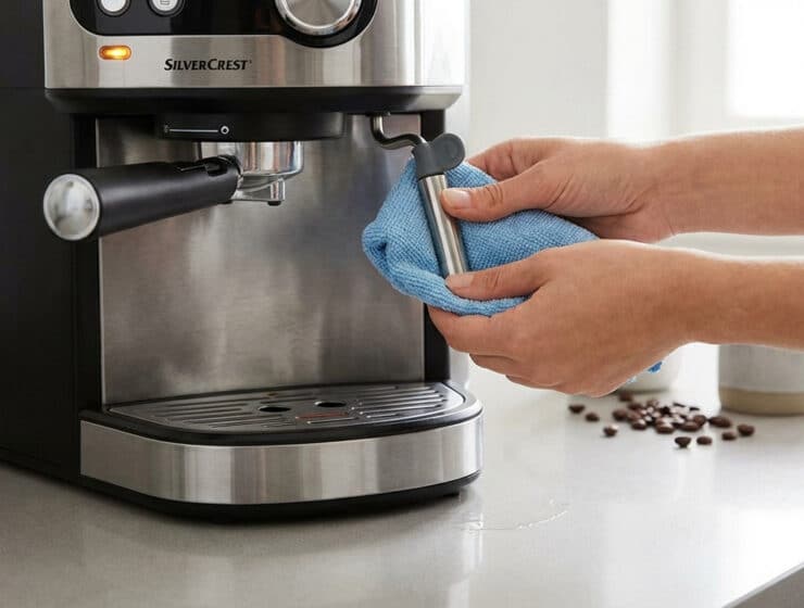 hands cleaning silvercrest coffee machine