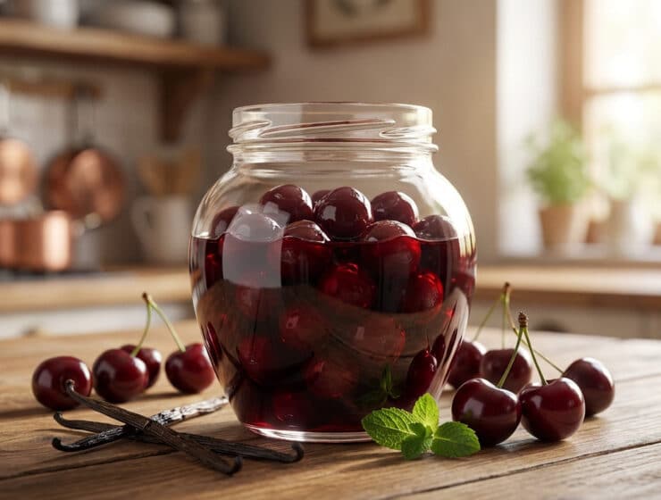 homemade amarena cherries in syrup
