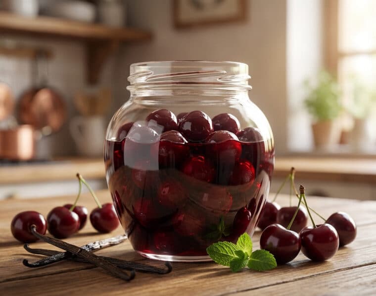 homemade amarena cherries in syrup