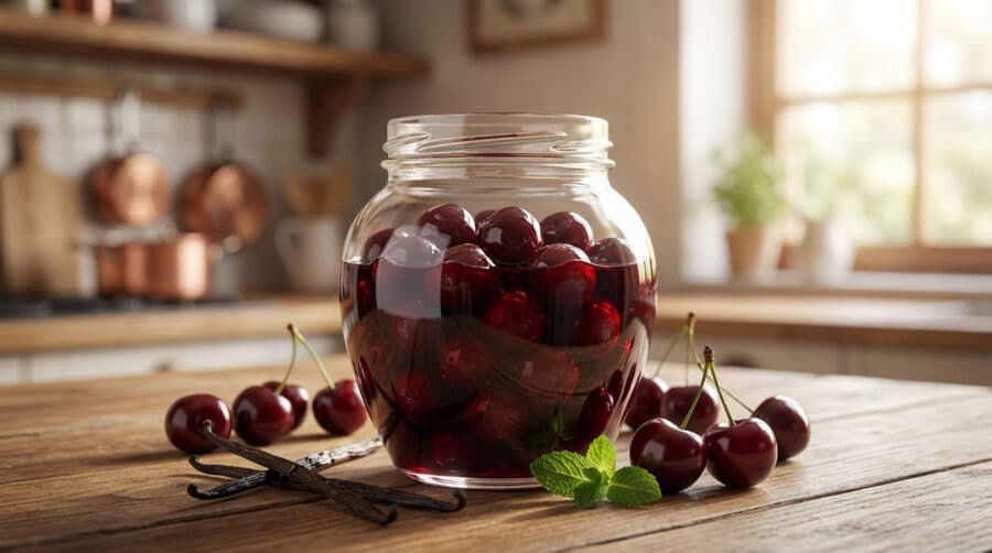 homemade amarena cherries in syrup