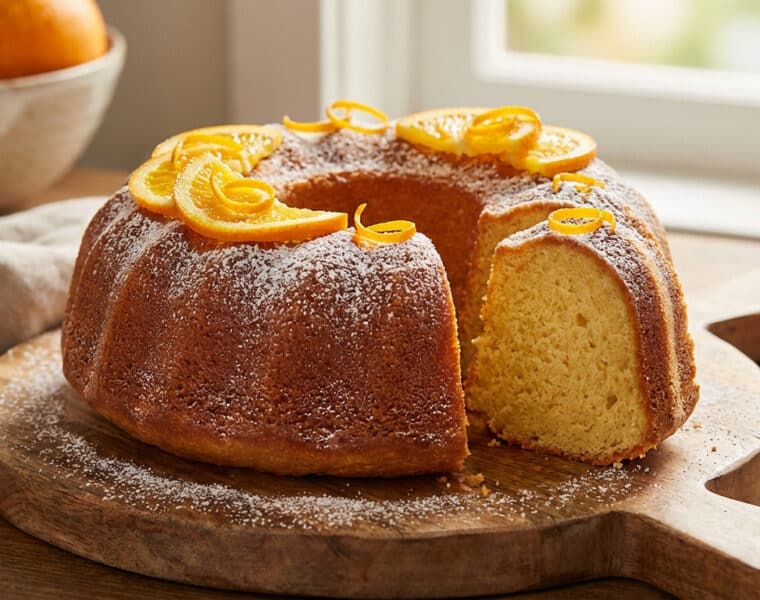 homemade orange bundt cake with fresh zest