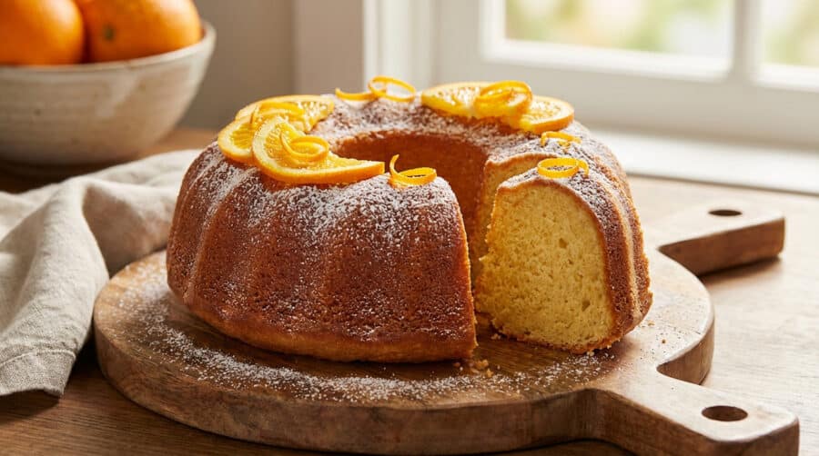 homemade orange bundt cake with fresh zest