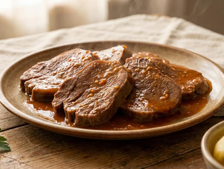 langue de boeuf tender beef tongue with piquant sauce