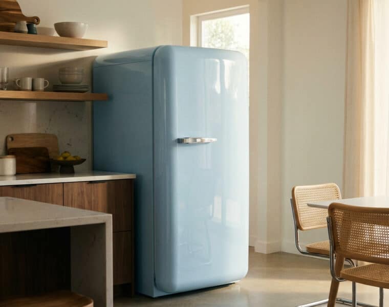 Réfrigérateur Smeg FAB rétro, icône de design italien aux courbes élégantes