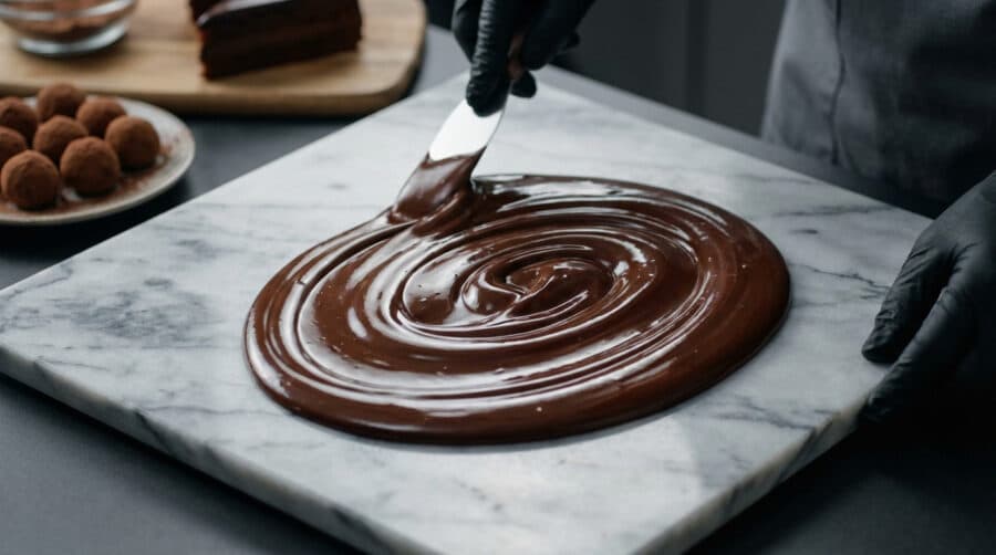 perfectly tempered dark chocolate