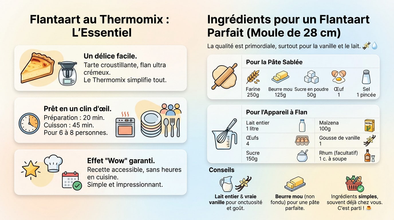 Ingrédients et préparation du flantaart au Thermomix