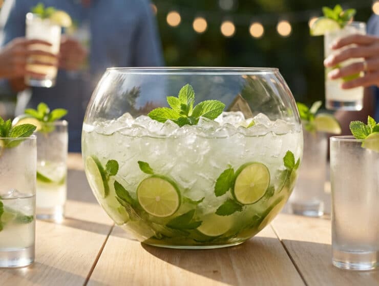 refreshing mojito punch bowl at a festive gathering