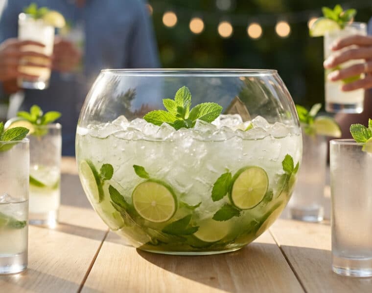 refreshing mojito punch bowl at a festive gathering