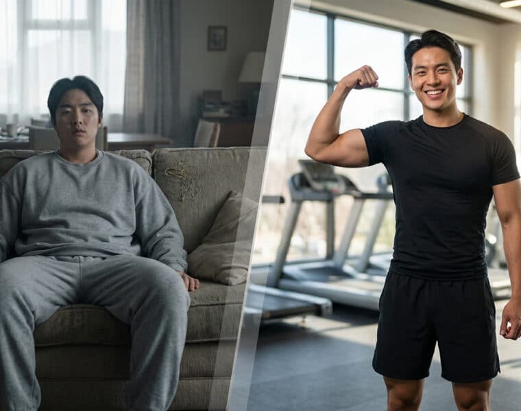 Transformation physique après six mois de musculation et nutrition équilibrée