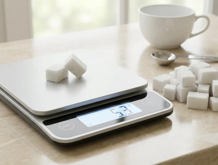sugar cube weight precision on a digital kitchen scale