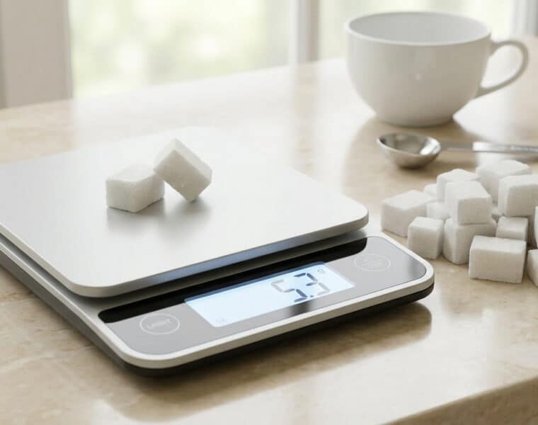 sugar cube weight precision on a digital kitchen scale