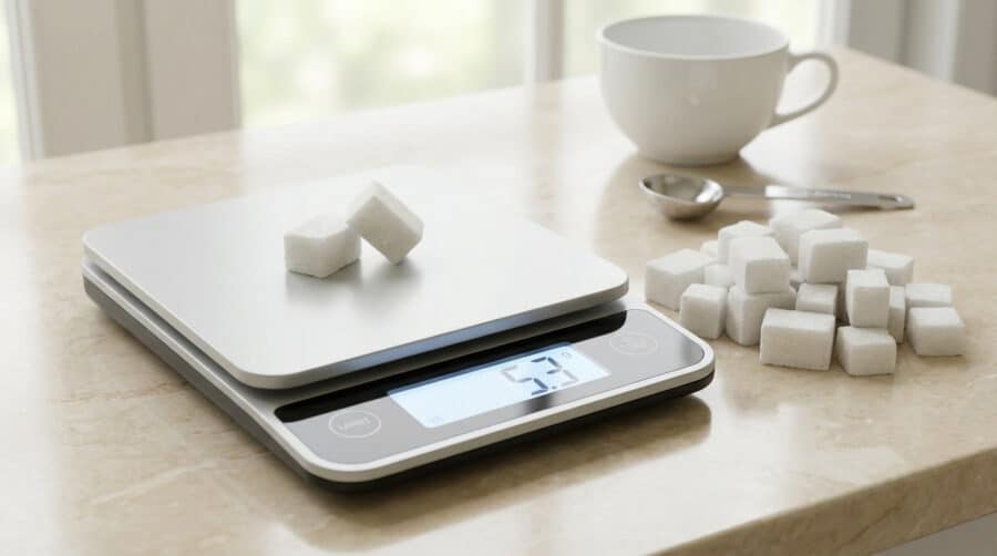 sugar cube weight precision on a digital kitchen scale