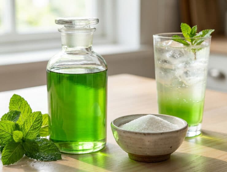 vibrant homemade mint syrup and refreshing beverage