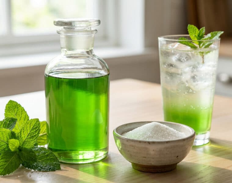 vibrant homemade mint syrup and refreshing beverage