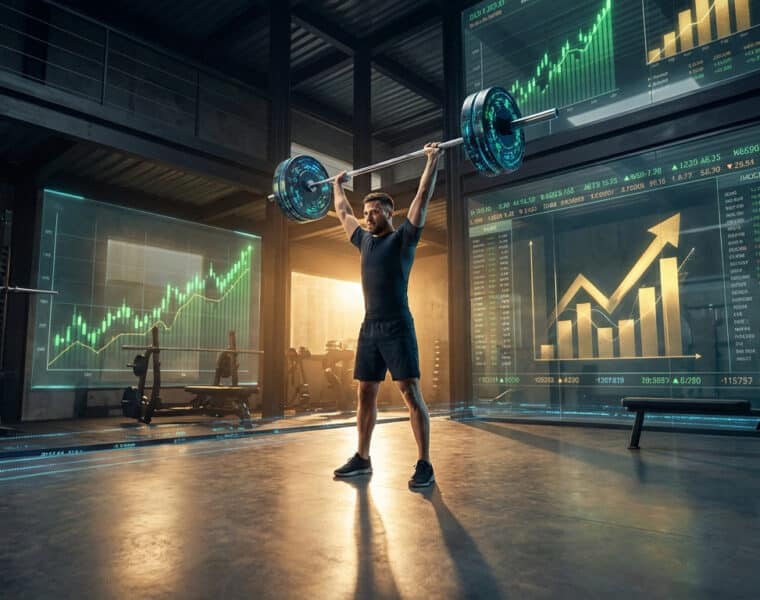 Mounir de Finary demonstrating weightlifting techniques for financial growth