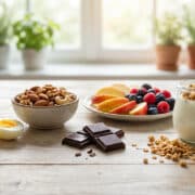 Collation saine pour la perte de poids avec œufs durs et chocolat noir