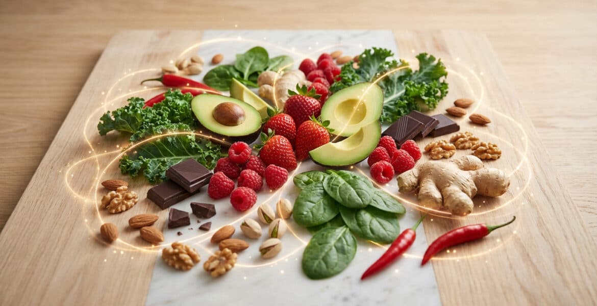 Aliments aphrodisiaques comme le cacao et le zinc boostant le désir sexuel