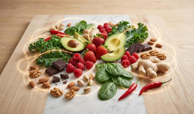 Aliments aphrodisiaques comme le cacao et le zinc boostant le désir sexuel